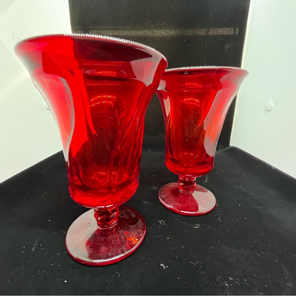 Vintage Fostoria goblet glasses red (set of 2)